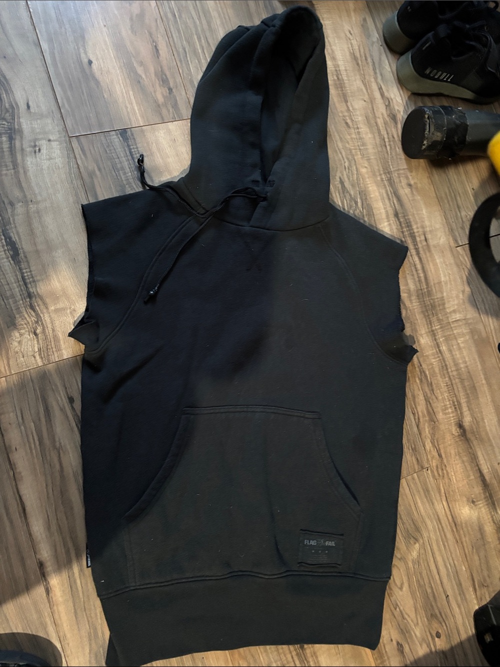 flag nor fail Black Pullover Hoodie with Label Detail